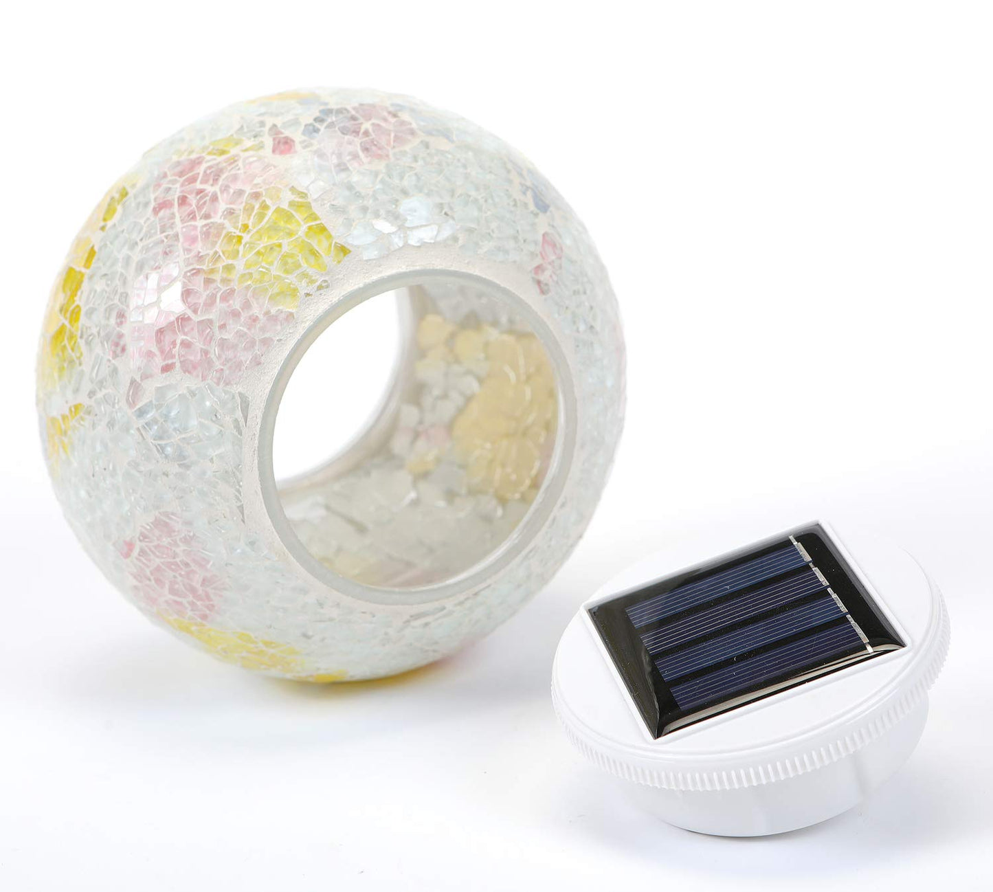 Color Changing Solar Powered Glass Mosaic Ball Led Garden Lights, Rechargeable Outdoor Waterproof Solar Night Lights Table Lamps for Decorations, Ideal Gifts