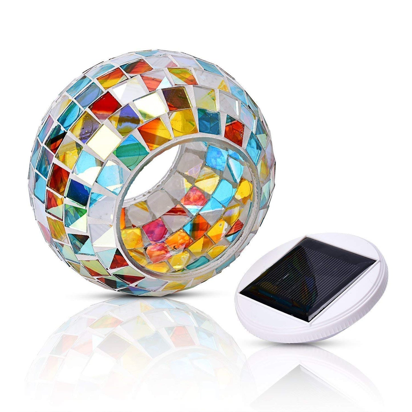 Color Changing Solar Powered Glass Mosaic Ball Led Garden Lights, Rechargeable Outdoor Waterproof Solar Night Lights Table Lamps for Decorations, Ideal Gifts