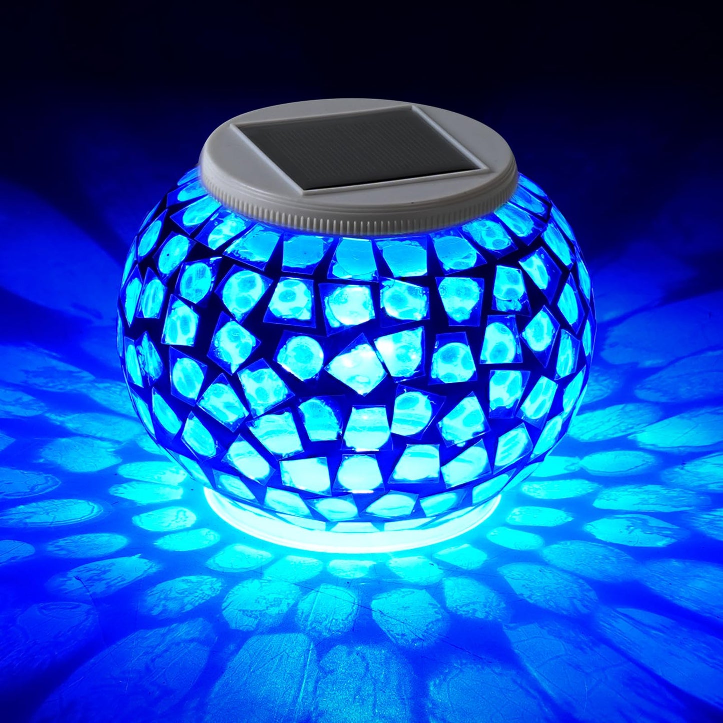 Color Changing Solar Powered Glass Mosaic Ball Led Garden Lights, Rechargeable Outdoor Waterproof Solar Night Lights Table Lamps for Decorations, Ideal Gifts